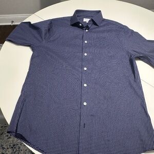 Charles Tyrwhitt Dress Shirt, 16 x 33, Slim Fit, Non-Iron, Navy Check